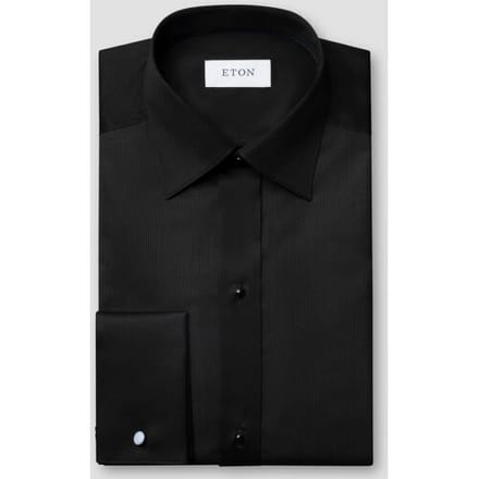 Eton Overhemd Fine Striped Bib Evening Piqué Zwart / male