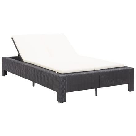vidaXL - Ligbed - met - kussen - 2-persoons - poly - rattan - zwart