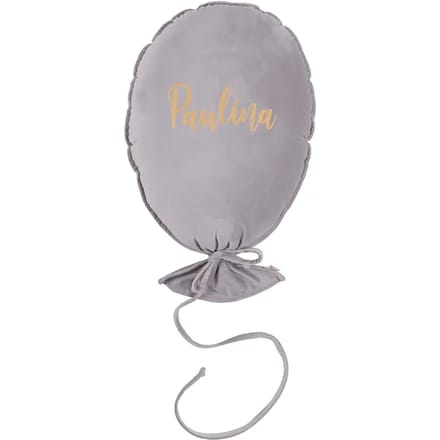 Gepersonaliseerd deluxe zilvergrijs balonikussen Malomi Kids