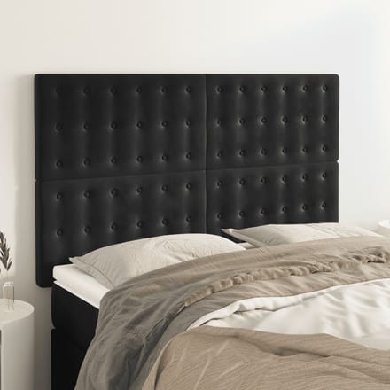 vidaXL - Hoofdbord - zwart - 144x5x118/128 - cm - fluweel