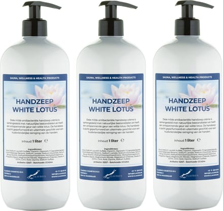 Handzeep White Lotus 1 liter - met gratis pomp - set van 3 stuks