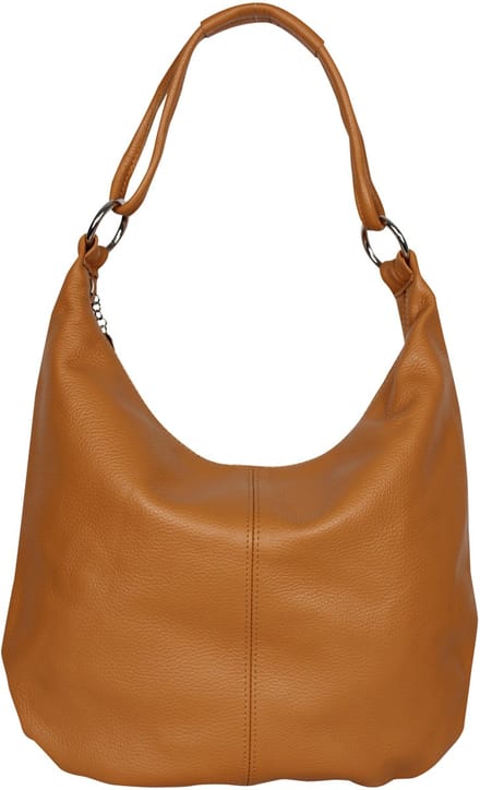 AmbraModa GL25 - dames handtas - schoudertas - hobotas - echt leer - cognac