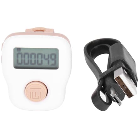Ringteller Wit Handmatig Lichtgevend Ringtype USB Oplaadbaar Zweetbestendig Silicone Teller gray