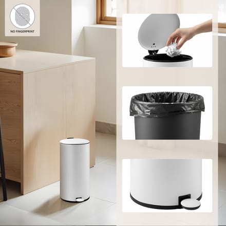Afvalbak / prullenbak CLEAN STEP 2 30 l wit hjh OFFICE