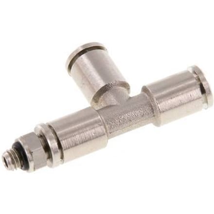 5mm x M 5 rechte hoek T-stuk Messing Insteekfitting Buitendraad Draaibaar NBR