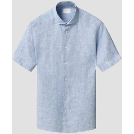 Eton Overhemd Subtle Uni Lightweight Linnen Garment Washed Short Sleeve Licht Blauw / male