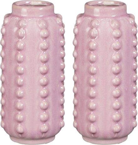 Mica Decorations Vaas - 2x - boaz - gebobbeld - roze - 18 x 8 cm