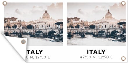 Schuttingposter Italië - Brug - Rivier - 200x100 cm - Tuindoek