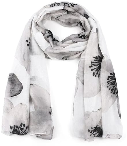 Sunset Fashion Sjaal Bloem Glitter zwart wit 180x90cm
