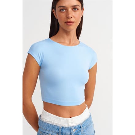 Slim Fit Crop Jersey Blouse