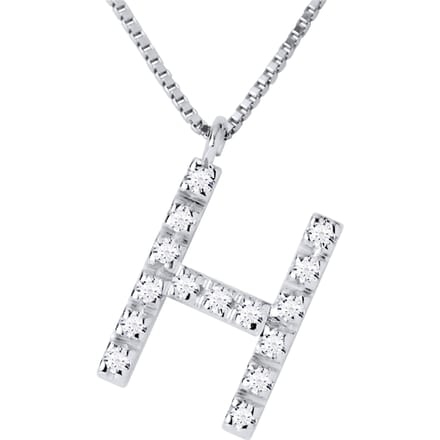 Ketting Diamonds 0.07 Cts alfabet letter "H" witte goud 18 Karaat