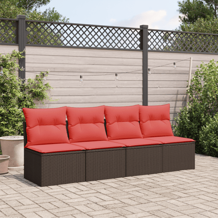 vidaXL - Tuin - Sofa - met - kussen - Bruin - 220 - x - 62 - x - 69 - cm - poly - rattan