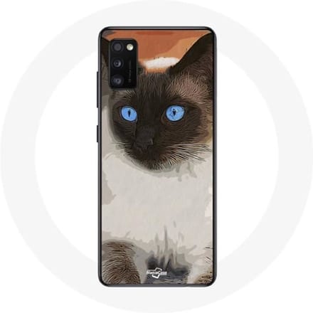 Samsung Galaxy A41 hoesje Siamese Kat Zwart-wit Blauwe Ogen