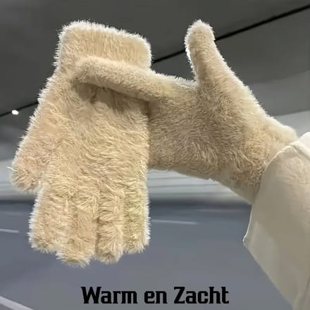 LaGloss® Luxe Pluche Handschoenen Beige - Warme Winterhandschoenen - Elegant & Rekbaar Elastaan %%
