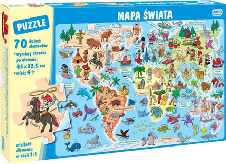 Puzzle Mapa świata 70 elementów