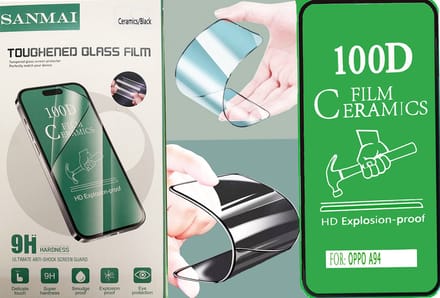 Oppo A94 Screen protector Temperde glas Anti-Shock Ceramisch 100D HD Explosion-proof geschikt voor Oppo A94 - 1 STUKS