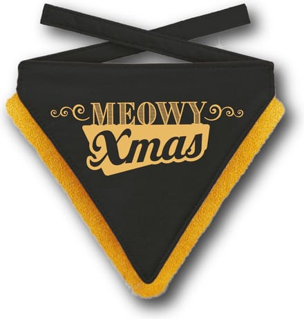 KERST BANDANA KAT MEOWY XMAS CAT BLACK S