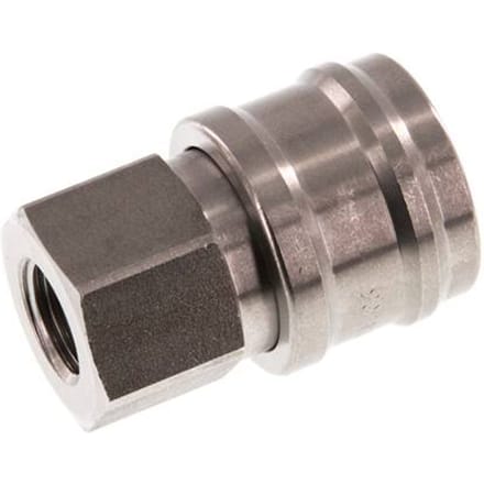 RVS DN 7.2 (Euro) Luchtkoppeling Snelkoppeling G 1/4 inch Binnendraad Double Shut-Off - CLS7-F-S-SV-014