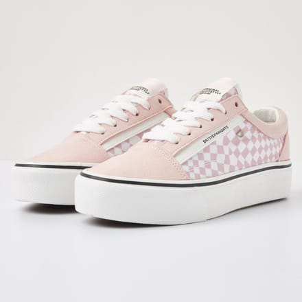 MACK PLATFORM Dames lage sneakers pastel ruit print - Licht roze - maat 40