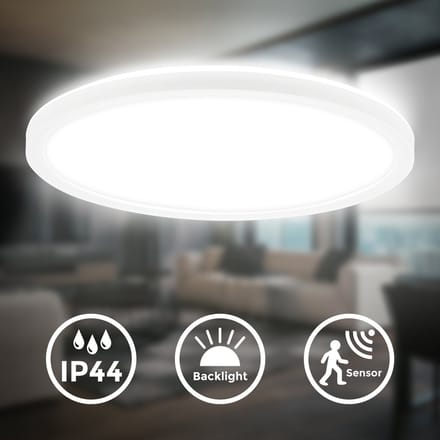 B.K.Licht - LED Badkamerverlichting - Plafondlamp met bewegingsmelder - IP44 - 4.000 K - Ø29 cm - Wit