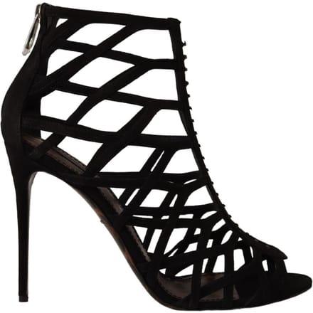Cage Sandalen Zwarte Suède Hakken