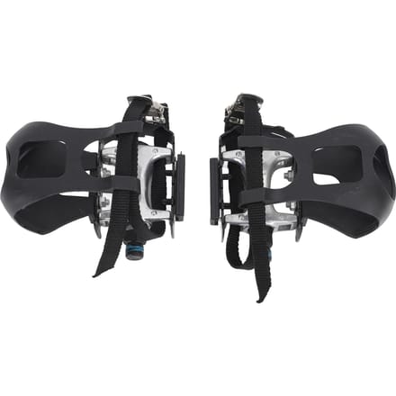 1 Paar Hometrainer Pedalen Aluminium Hometrainer Pedalen met Teenklem en Riemen 916 black