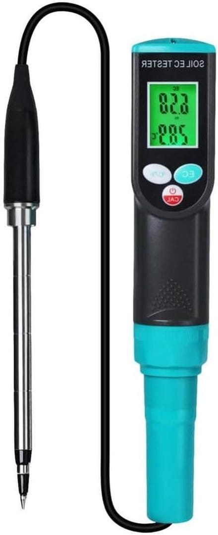 Digitale Bodemmeter - EC Temperatuurmeter - Planten Groei - IP67 Waterdicht - 25.5 cm - Zwart Blauw