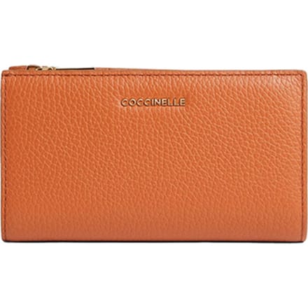COCCINELLE Leren portemonnee Metallic Soft Wallet Crab Lichtbruin