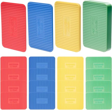 Plastic Spacers - Wedges Compensation Plates - Leveling Windows - Ribbed Design Slip Resistance - 40x60mm 4 Thicknesses - Assorted Colors