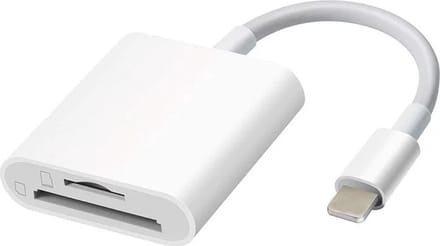 SD en Micro-SD kaart lezer adapter kabel - geschikt voor iPhone en iPad - 8-pin - geschikt voor Lightning - Wit - Provium