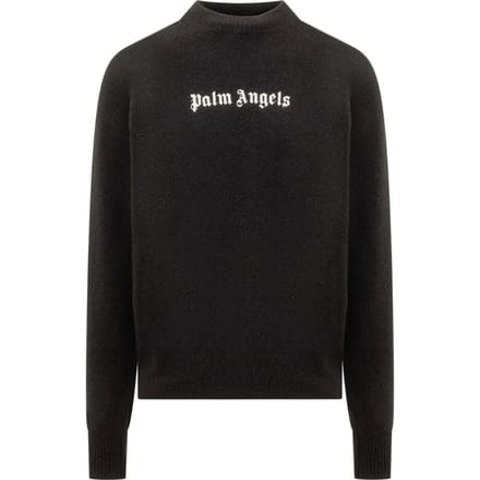 Palm Angels klassieke logo zwarte gebreide trui