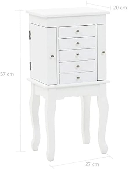 Witte Vrijstaande Sieradenkast voor Optimaal Opslaan van Sieraden