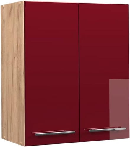 Wandkast Keuken 60 cm Bordeaux Hoogglans en Eiken Nostalgie