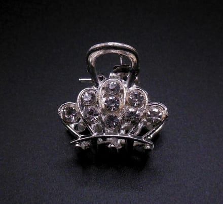 Haarklem metaal klein zilver met diamanten oplopend