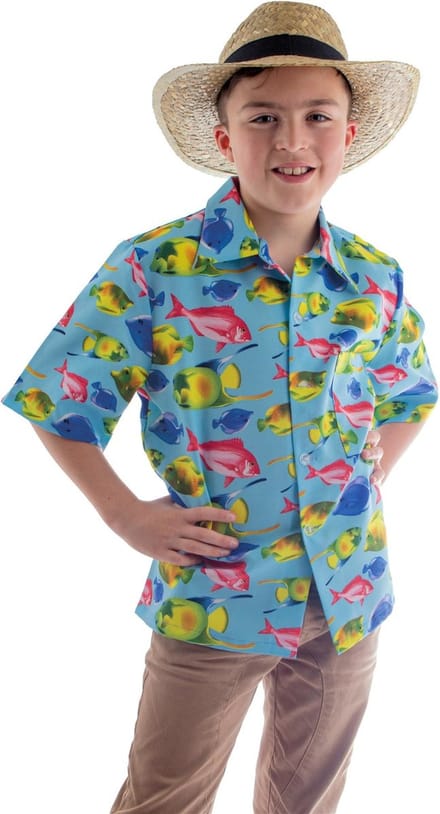 Hawaii shirt Daan met vis print kinderen