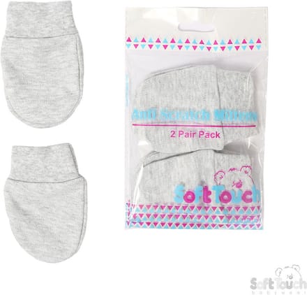 Soft Touch 2-pack Krabwantjes Grijs 0-6 Maanden P110