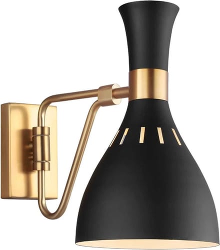 Feiss LED Wandlamp Joan | 1X E27 Max 60W | Midnight Black / Burnished Brass
