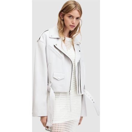 AllSaints Dayle Biker Optic White Maat: M | Leren Jassen Outlet | Dames | Wit