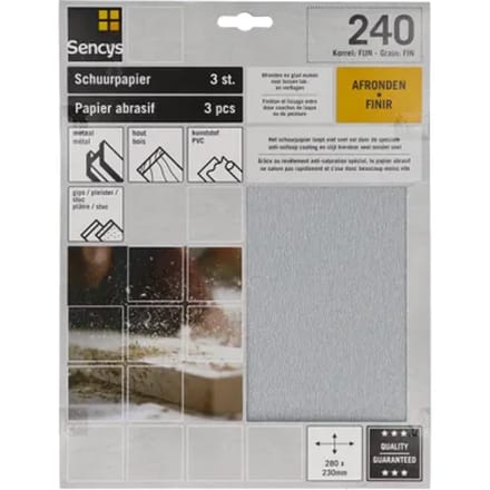 Sencys Schuurvel - P240 - Stearaat Wit - 230x280mm - 3 Stuks