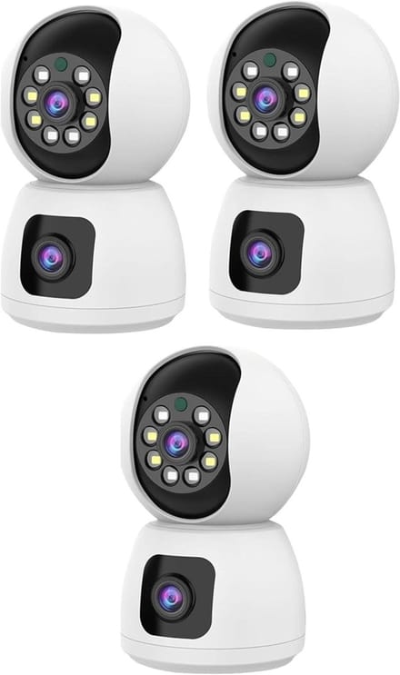 Wifi PTZ Camera - Beveiligingscamera Set - Huisbewaking - Dubbele Lens - 3 Stuks - Wit