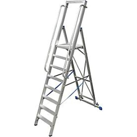 Trapladder, met groot platform, aluminium, met 8 treden