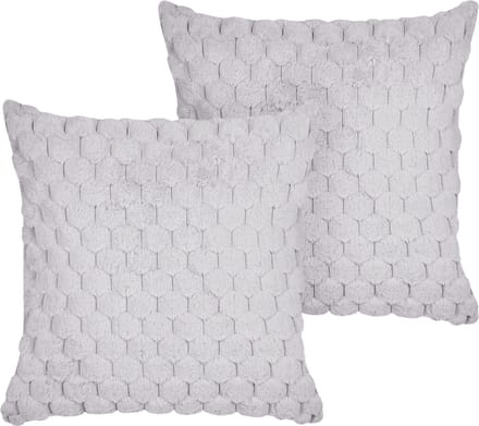 PURSLANE - Set van 2 kussens - Lichtgrijs - 43 x 43 cm - Nepbont