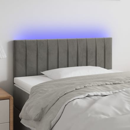 vidaXL - Hoofdbord - LED - 100x5x78/88 - cm - fluweel - lichtgrijs