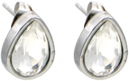 Oorbellen - RVS - studs kristal - 1,5 cm - wit