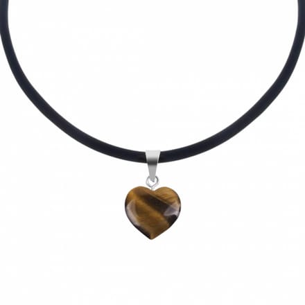 Koordketting-Hartje-Natuursteen-Tijgeroog- 45 cm