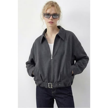 Gevormde Oversized Bomberjack met Riem