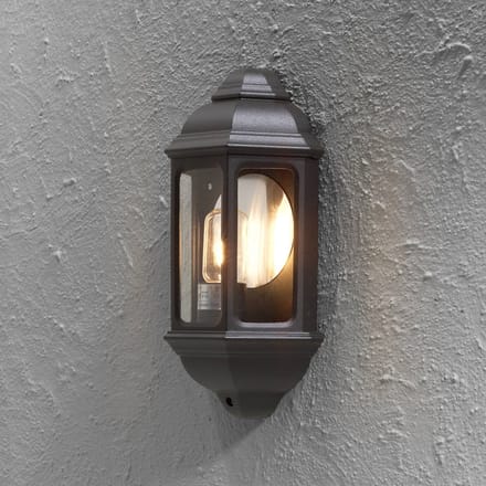 Konstsmide - Cagliari wandlamp flush 36cm 230V E27 - matzwart