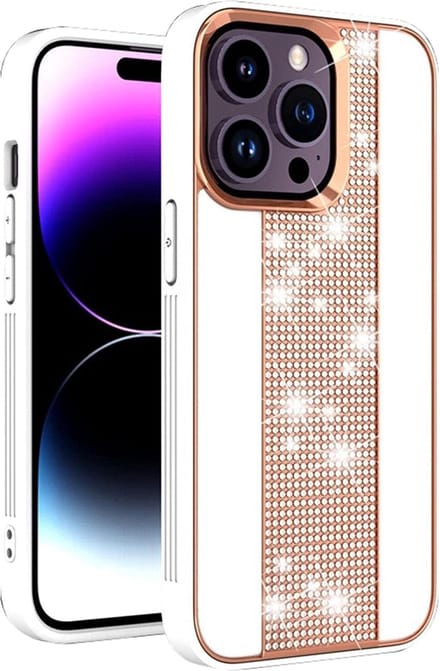 Diamond Plating Frosted Hoesje Geschikt voor: iPhone 13 - Wit