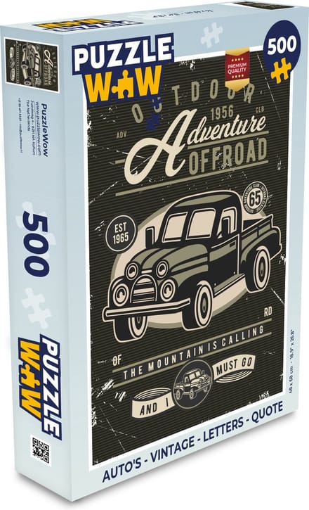 Puzzel Auto's - Vintage - Letters - Quote - Legpuzzel - Puzzel 500 stukjes
