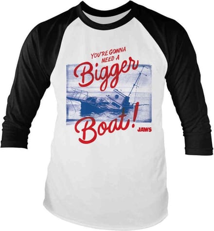 Jaws - You're Gonna Need A Bigger Boat Raglan top - M - Wit/Zwart